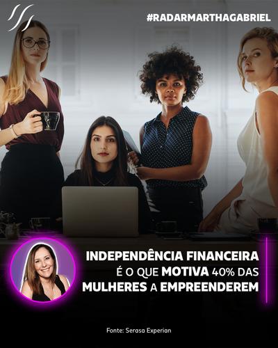 Independência financeira é o que motiva 40% das mulheres a empreenderem